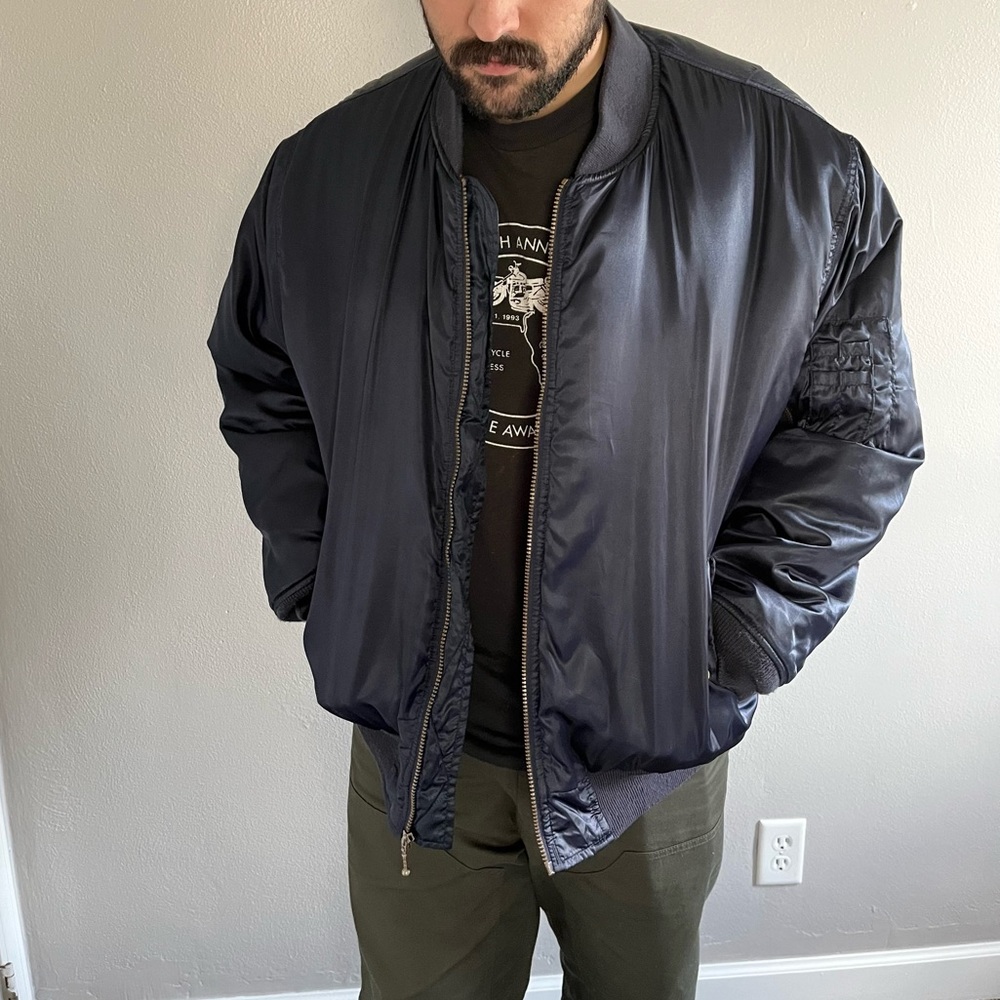 [WearGuard] Navy Blue Bomber Puffer Jacket-XL